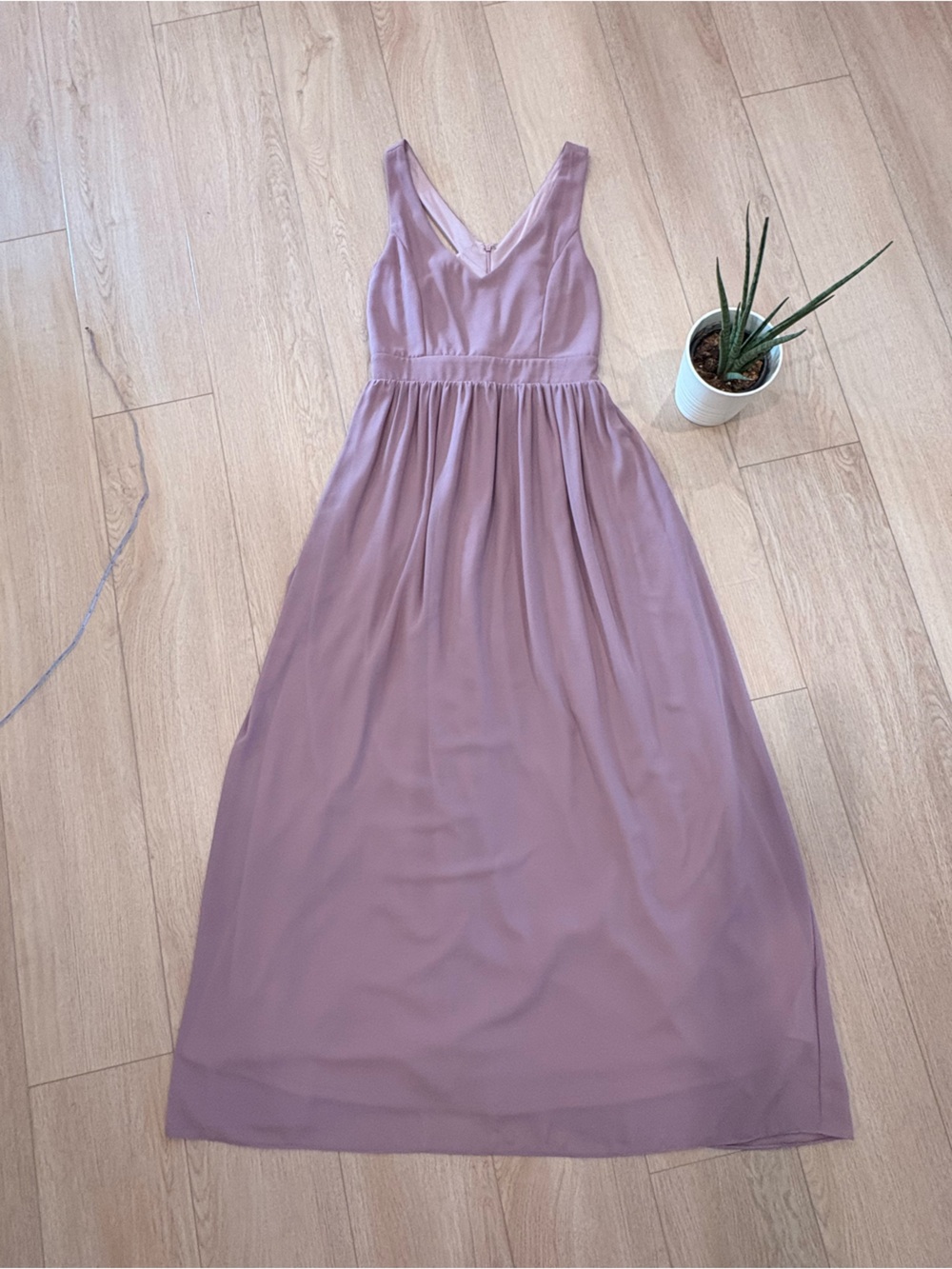 Lulu's Dusty Mauve Maxi Dress with V-Neck